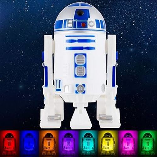 Star Wars R2-D2 LED Night Light, Color Changing, Collector's Edition, Dusk-to-Dawn Sensor, Plug-in, Disney, Galaxy, Ideal for Bedroom, Bathroom, Nursery, Hallway, 43669