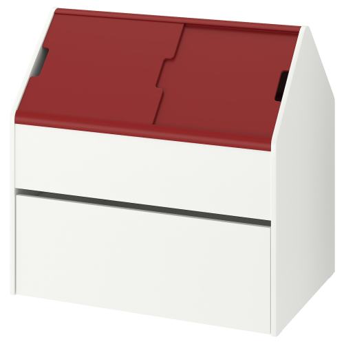 VITBJÖRN Storage unit with drawer - white/red 31 1/2x21 5/8x30 3/4 "