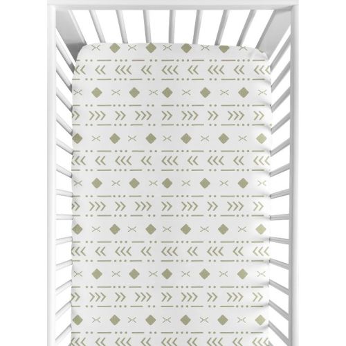 Sweet Jojo Designs Boy Or Girl Gender Neutral Unisex Baby Fitted Crib Sheet Boho Geometric White And Green
