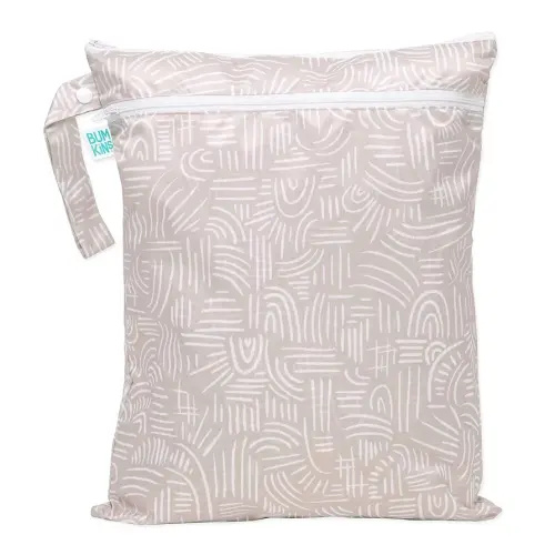 Bumkins Waterproof Wet Dry Bag for Baby, Travel, Swim Suit, Cloth Diapers, Pump Parts, Pool, Beach, Gym Clothes, Toiletry, Hook to Stroller, Daycare, Zipper Reusable Wetdry Packing Pouch, Boho Beige