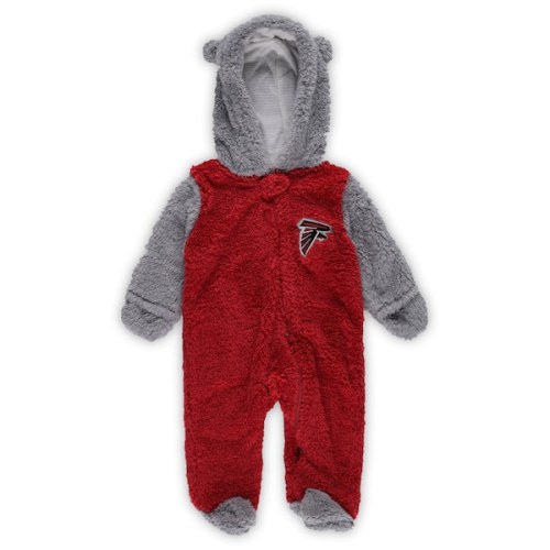 Atlanta Falcons Newborn & Infant Game Nap Teddy Fleece Bunting Full-Zip Sleeper - Red/Gray