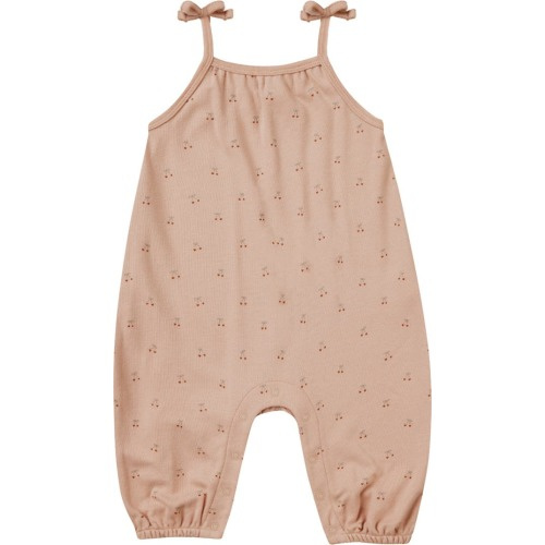 Baby Cherries Cotton Romper, 18-24M, Blush-Cherries