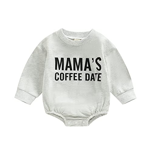Kuriozud Newborn Baby Boy Girl Bubble Romper Funny Letter Long Sleeve Oversized Sweater Tops Fall Winter Clothes