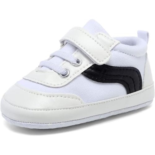 Baby Boys Girls Canvas Sneakers Toddler Non-Slip Soft Sole Newborn Infant Lightweight First Walker Crib Shoes for 0-18 Months