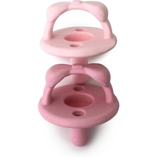Itzy Ritzy Silicone Pacifiers for Ages 6-18 Months - Itzy Soother Pacifiers Feature Collapsible Handle & Two Air Holes for Added Safety; Set of 2 in Light Pink & Dark Pink, Ages 6-18 Months