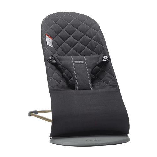 BabyBjorn Bouncer Bliss, Dark Gray Frame, Black Cotton Classic Quilt (Open Box)