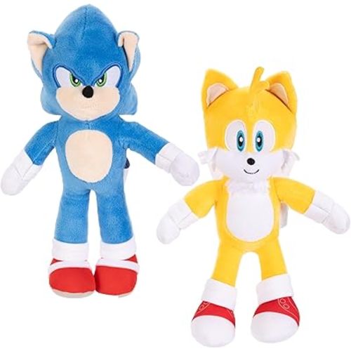 Sonic The Hedgehog Sonic 3 Movie Plush Sonic & Tails 9-Inch Stuffed Toy Figures - Officially Licensed 3 Movie, Amazon 2-Pack Kids Plush Toy Figure Set