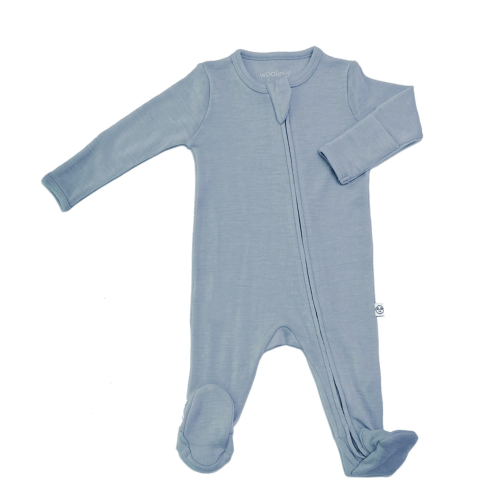 Footie Pajamas, Merino Wool, Blue