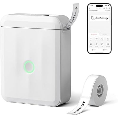 NIIMBOT D110 Upgraded Version Mini Label Maker Machine with Tape, Portable Bluetooth Thermal Printer, Sticker Labeler with Multiple Templates for Office Organization Home Kitchen School, White