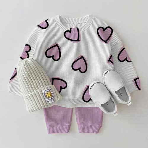 Baby Purple Heart Waffle 2-piece Set