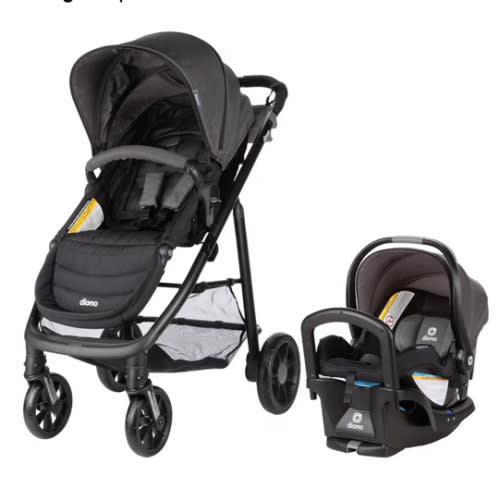 Diono Quantum 4 3-in-1 Travel System with LiteClik 30 R SafePlus Infant Car Seat and Base, Rear-Facing for Infants 4-30lbs, Includes Infant Car Seat Folding Stroller and Toddler Seat (Gray Slate)