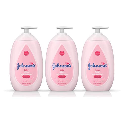 Johnson's Baby Moisturizing Pink Lotion with Coconut Oil Hypoallergenic 16.9 Fl Oz, (Pack of 3)