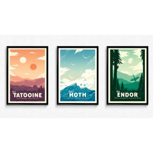 Tatooine Hoth & Endor Retro Travel Posters Set of 3 - Etsy