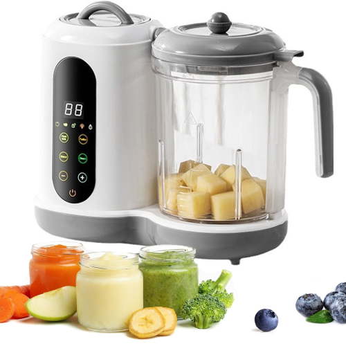Baby Food Maker, One Step Baby Food Processor Steamer Puree Blender, Multi-Function Steamer Grinder Blender Auto Cooking & Grinding Baby Food Puree Maker with Self Cleans, Touch Screen Control, White