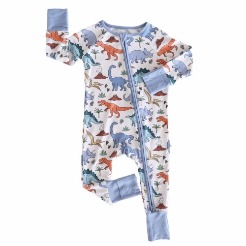Caden Lane Dino Dude Convertible Zip Romper - 3-6 Months