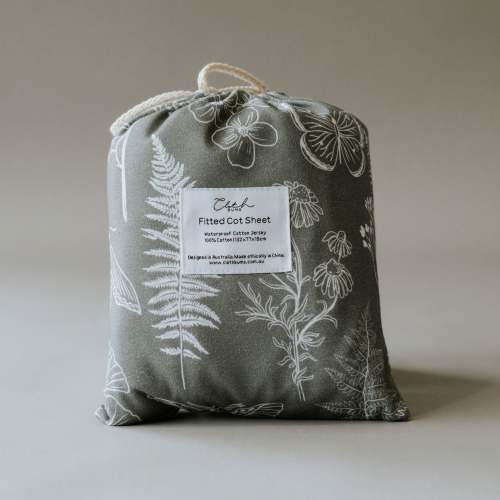 Cloth Bums Waterproof Cot Sheet - Olive Grove