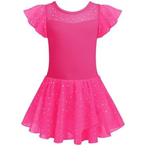 Zaclotre Girls Ballet Leotards Ruffle Sleeve Sparkle Dance Leotard
