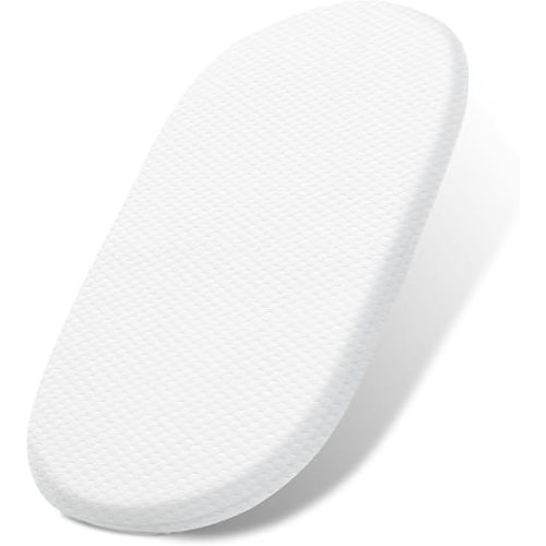 Lisara Baby Bassinet Mattress, 29" x 18" Dual Sided Gel Memory Foam Mattress with Waterproof, Removable and Breathable Ice Silk Cover, Fit for 4moms MamaRoo Sleep Bassinet