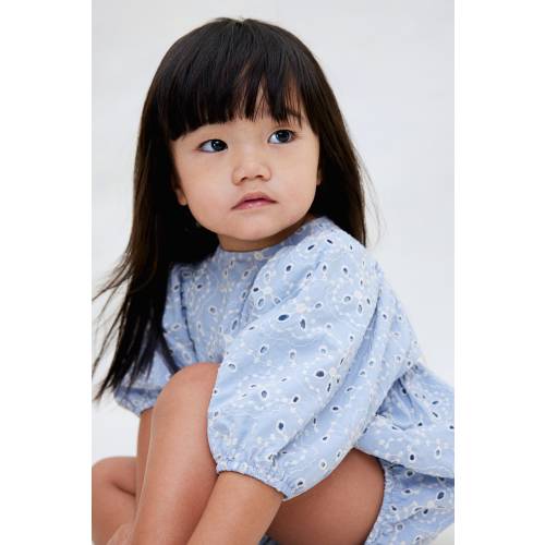 EYELET EMBROIDERED ROMPER SUIT