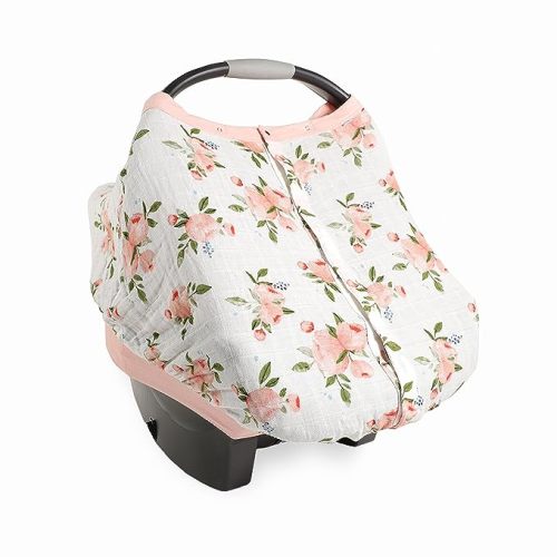 Little Unicorn Cotton Muslin Car Seat Canopy in Watercolor Roses