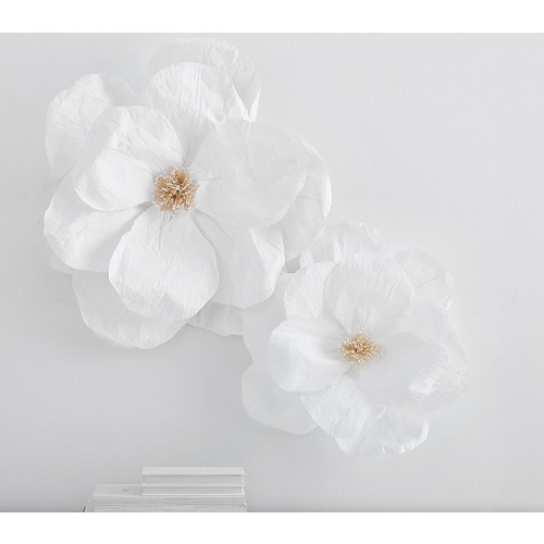 Jumbo Crepe White Paper Flowers Set of 2