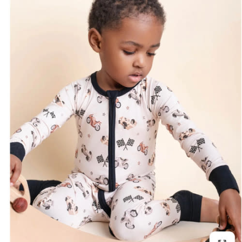 1st To Bed Zip Romper – Dreamy Bamboo
