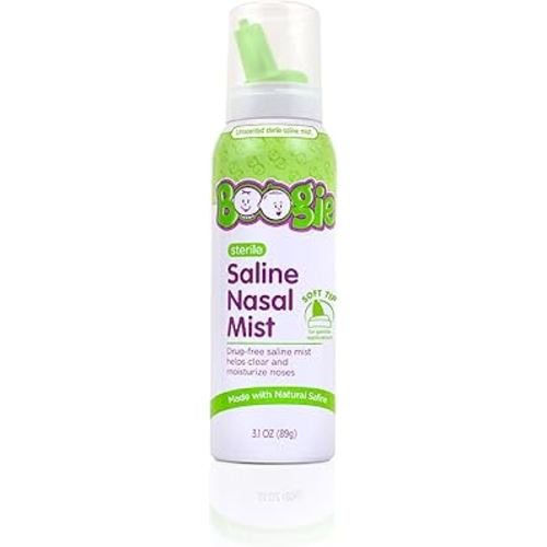 Boogie Baby Saline Nasal Spray Mist, Allergy Relief, Nasal Decongestant, Made with Saline, Unscented, 3.1 Ounce