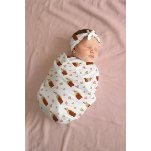 Our Lady of Mount Carmel Swaddle Blanket Catholic Baby Gift Catholic Marian Blanket Brown Scapular Baby Blanket Baptism Gift