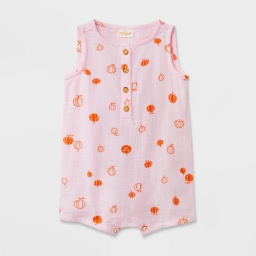 Baby Halloween Gauze Pumpkin Romper - Cat & Jack™ Pink, Size: 6-9M