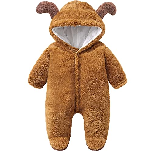 BabyToddler Boys Unisex Cute Cartoon Bear Long Sleeves Snap Fleece Footies Romper