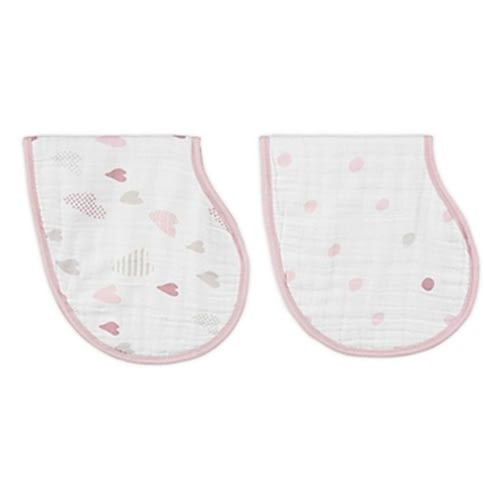 aden + anais® 2-Pack Heartbreaker Muslin Burpy Bib in Pink