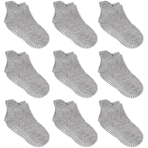 Zaples Baby Non Slip Grip Ankle Socks with Non Skid Soles for Infants Toddlers Kids Boys Girls
