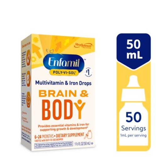Enfamil Poly-Vi-Sol Liquid Multivitamin Supplement and Iron for Infants and Toddlers 50 mL dropper bottle