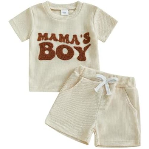 Toddler Baby Boy Summer Outfit Short Sleeve T Shirt Top Casual Shorts Set Infant Newborn Waffle Clothes 6 12 18 24 Month