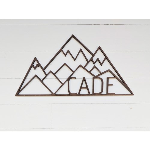 Baby Name Geometric Mountains wall hanging | Geometric woodland theme mountain decor| Adventure Themed Nursery