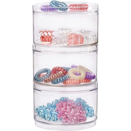 Amazon.com: STORi Bella 3-piece Stackable Clear Plastic Container Set | Round Vanity Storage Organizers with Lids for Hair Accessories & Beauty Supplies | Made in USA : Home & Kitchen