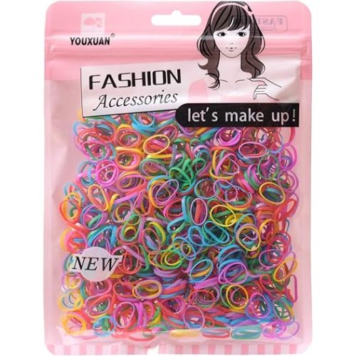 Kids Elastics No Damage Colored Hair Bands Fashion Girls Hair Ties 1000 Count Small Size