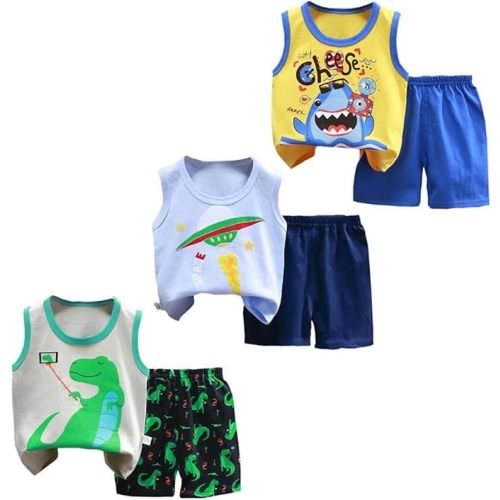 Toddler Boys Clothes for Baby Boy Summer Outfits Sleeveless Tank Top and Shorts Set 1-4t