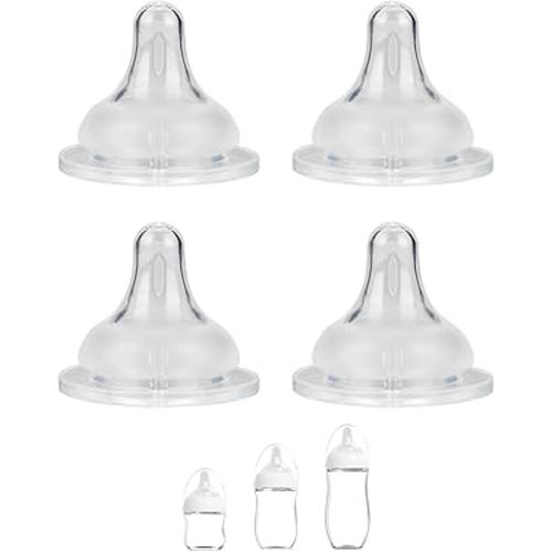 Silicone Nipple for Gulicola Natural Glass Bottle, Large Flow Nipple Level 3, 6 m+, 4 Count