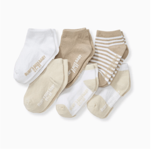 Solid & Stripes Organic Cotton Baby Ankle Socks 6 Pack (3-12M) – Oat – Burt's Bees Baby
