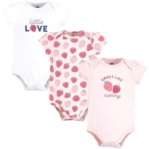 Hudson Baby baby-girls Cotton Bodysuits 3-pack
