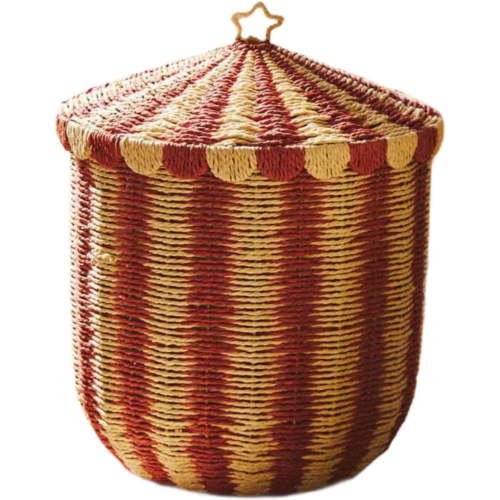 Laundry Basket Bin Organizer, Handwoven Storage Basket, Dustproof, Modern, Beige, 32cmx37cm