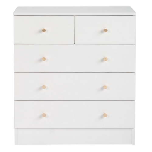 Resenkos 5 Drawer Dresser with Gold Handle, Dresser Chest Of Drawers Organizer, White