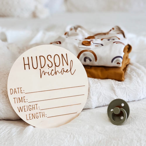 Personalized Birth Stats Wood Announcement | Block