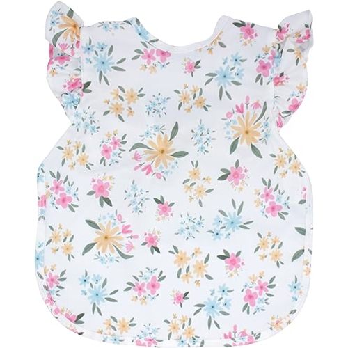 BapronBaby Flutter Pastel Floral Bapron - No Neck Tie Safer Bib for Baby & Toddler - Soft Waterproof Stain Resistant - Machine Washable - Sz Baby/Toddler 6m-3T