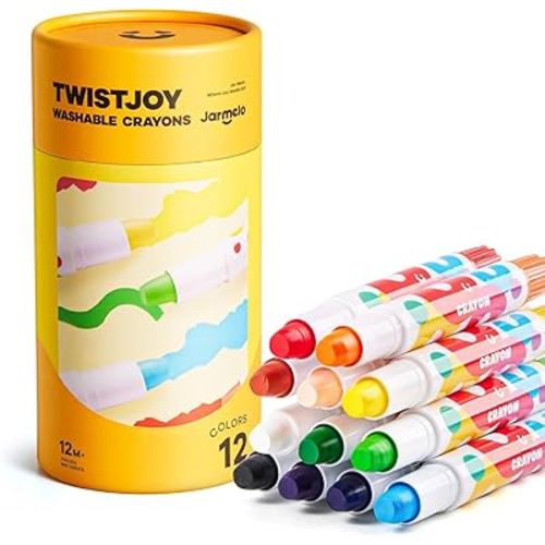 Jar Melo Jumbo Crayons for Toddlers, 12 Colors TwistJoy Crayon Non Toxic Washable Easy to Hold Large Crayons,Gift for Boys and Girls Back to School