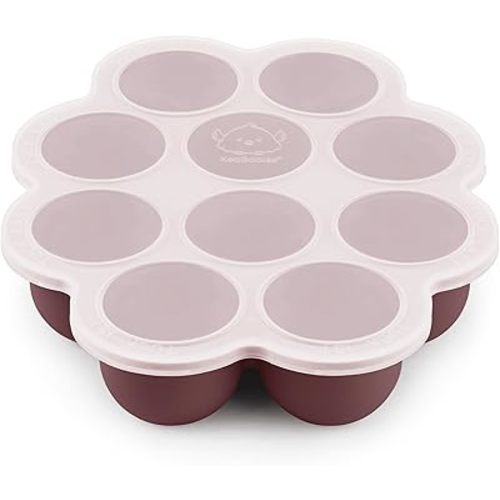 KeaBabies Silicone Baby Food Freezer Tray with Clip-on Lid, 2oz x 10 Pods Baby Food Freezer Molds, Breast Milk Freezer Tray, Dishwasher, Microwave, BPA-Free Baby Food Storage Tray (Mulberry)