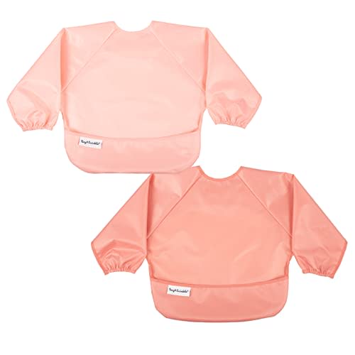 Tiny Twinkle Mess Proof Baby Bib, 2 Pack Long Sleeve Bib Outfit, Waterproof Bibs for Toddlers, Machine Washable, Tug Proof