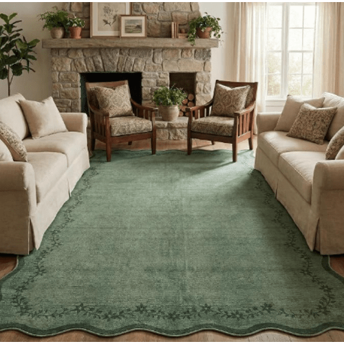 GarveeHome Scalloped Area Rugs 8x10 Large Green