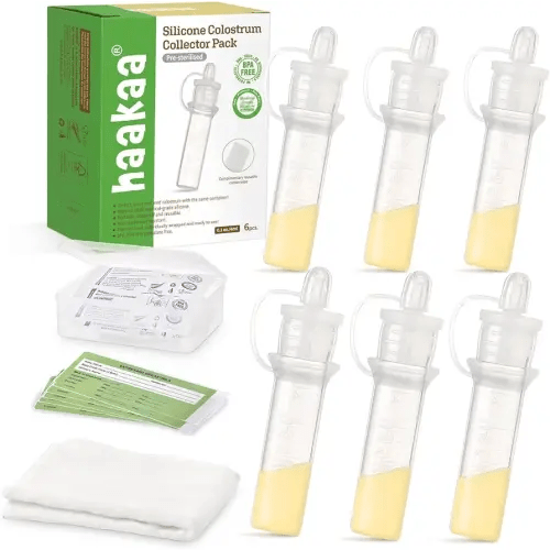 Haakaa Silicone Colostrum Collectors Set with Clear PP Storage Case 4 ml, 6 PK